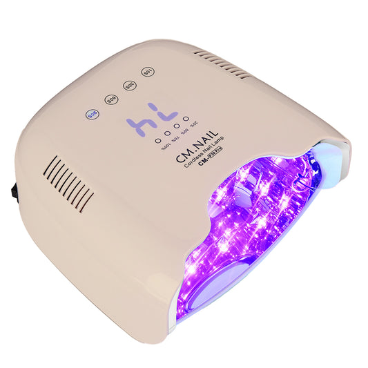 Nail Lamp CM-P30 Beige with illuminated purple LED lights, designed for fast and professional nail drying.