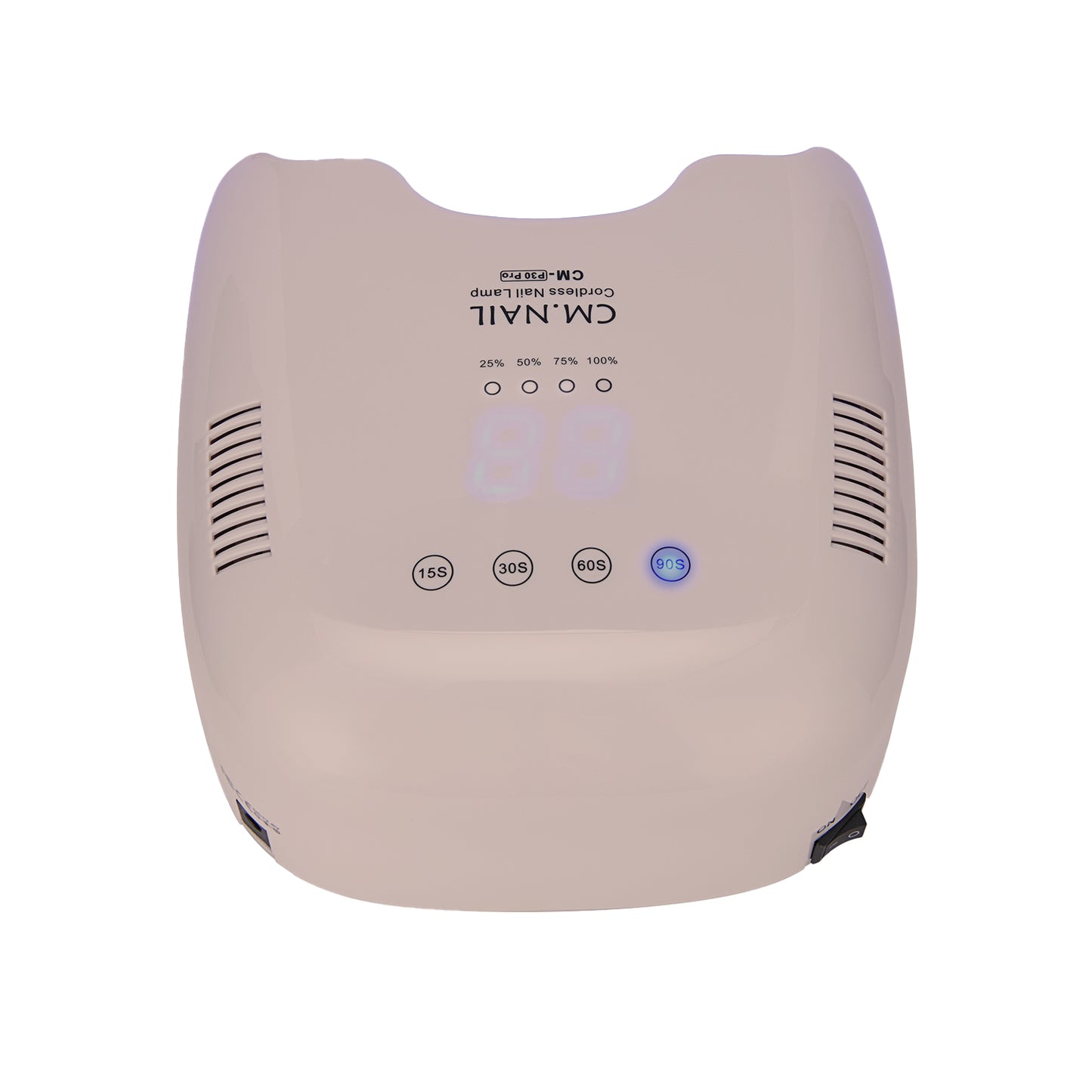 Top view of Nail Lamp CM-P30 Beige featuring control buttons and digital timer display for precise nail drying.