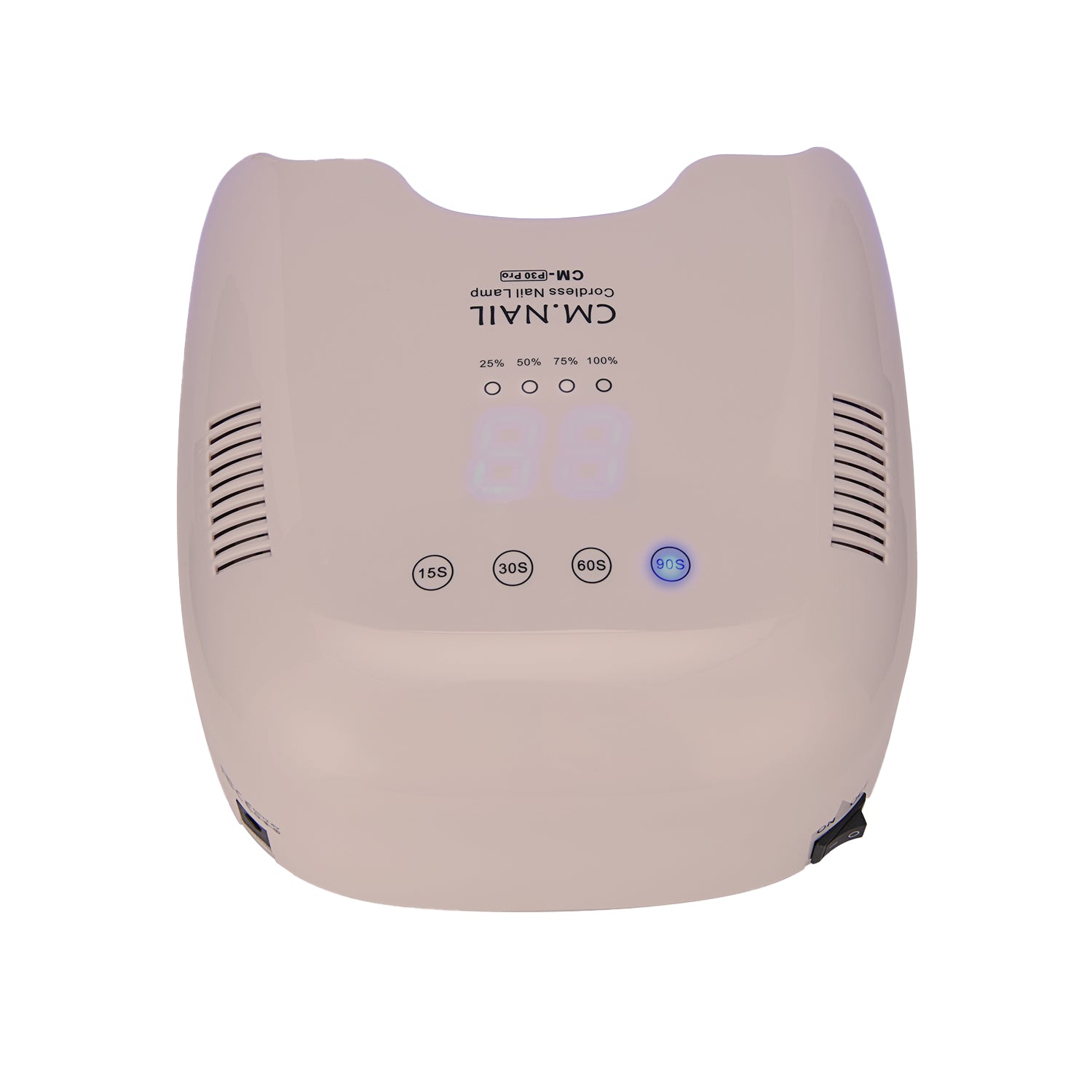 Top view of Nail Lamp CM-P30 Beige featuring control buttons and digital timer display for precise nail drying.