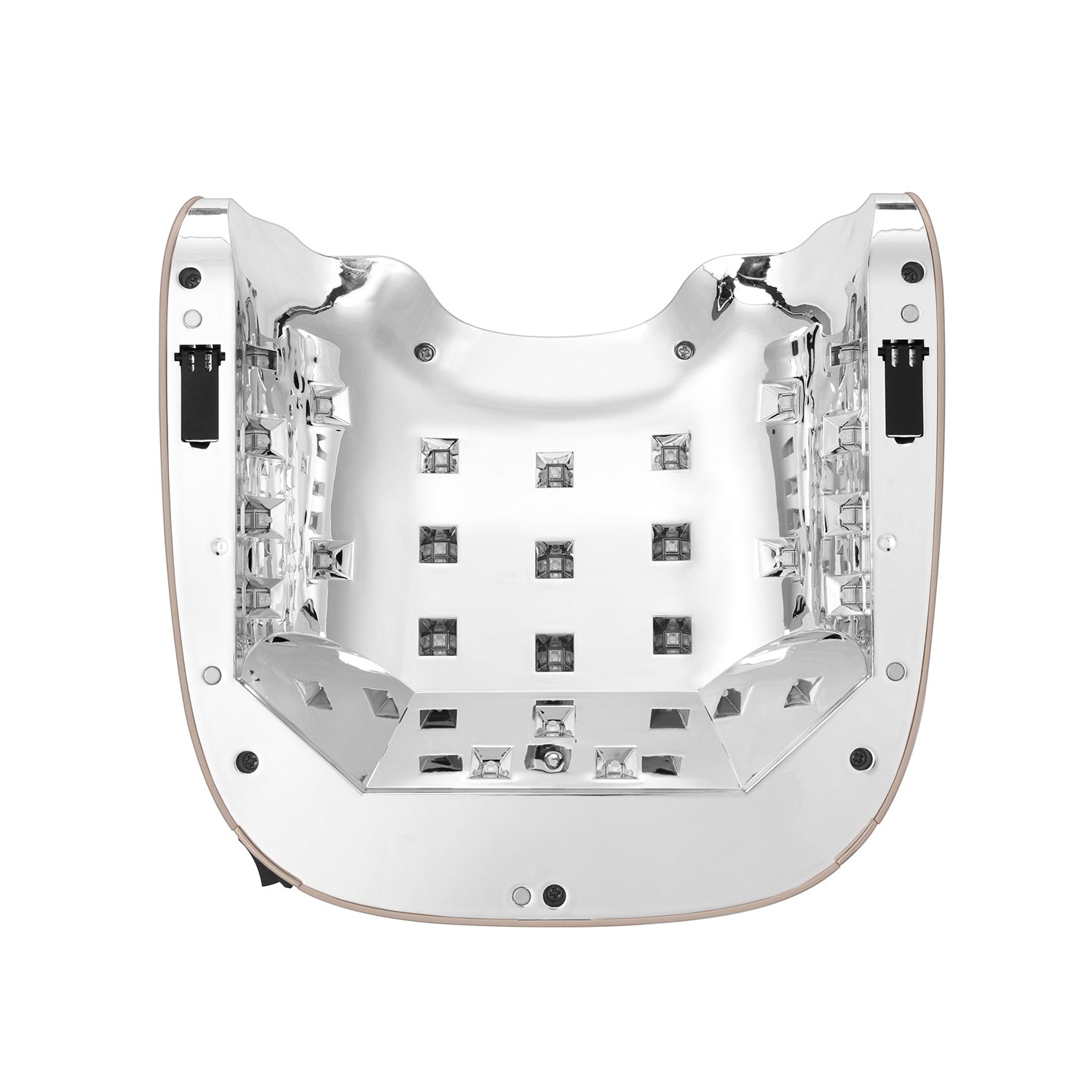 Interior view of Nail Lamp CM-P30 Beige showcasing reflective surface and LED light arrangement for even drying.