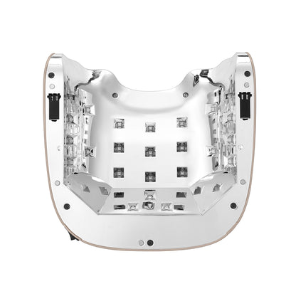 Interior view of Nail Lamp CM-P30 Beige showcasing reflective surface and LED light arrangement for even drying.
