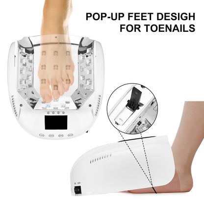 Nail Lamp CM-P35PRO with pop-up feet design for toenails, ensuring ergonomic use and effective curing for both hands and feet.